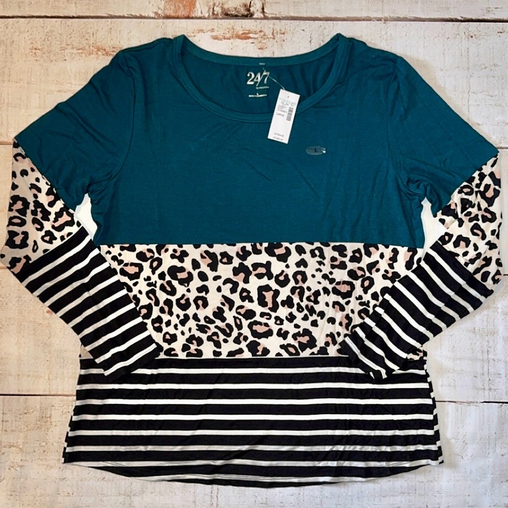 Maurice’s Striped Leopard Print Women's Top